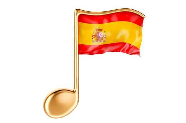 Muzikale Noot Met Spaanse Vlag Muziek Spanje Concept Rendering Geïsoleerd — Stockfoto