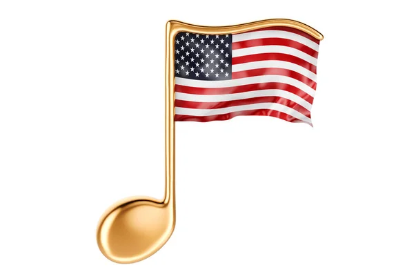 Muzikale Noot Met Amerikaanse Vlag Muziek Concept Rendering Geïsoleerd Witte — Stockfoto
