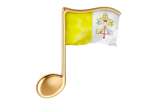 Nota Musicale Con Bandiera Vaticana Musica Vaticano Concetto Rendering Isolato — Foto Stock