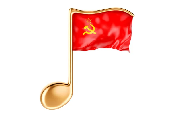 ソビエト連邦の国旗付きの楽譜 白い背景に隔離された3Dレンダリング — ストック写真