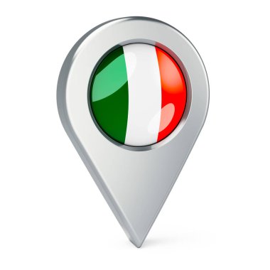 İrlanda bayraklı harita işaretleyici, beyaz arkaplanda 3D görüntüleme