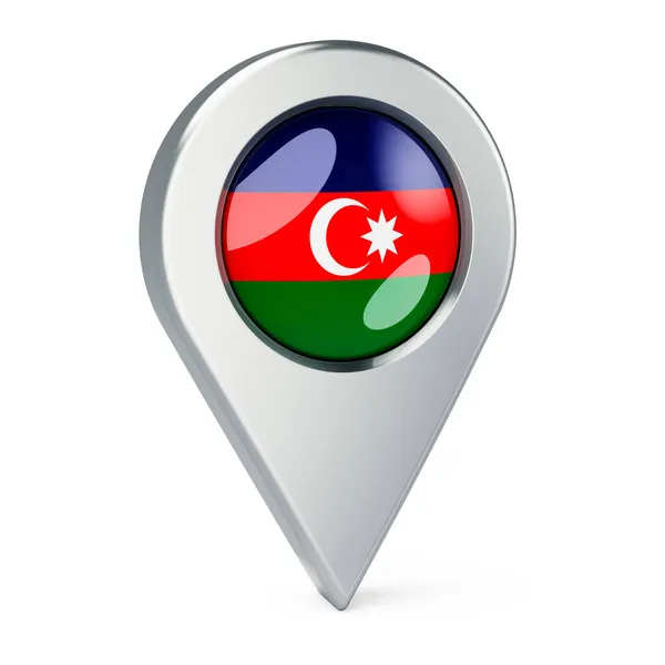 Karta Pekare Med Azerbajdzjans Flagga Rendering Isolerad Vit Bakgrund — Stockfoto