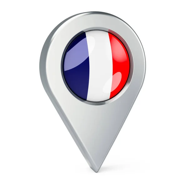 Puntero Mapa Con Bandera Francia Representación Aislada Sobre Fondo Blanco —  Fotos de Stock