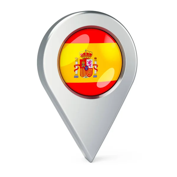Puntero Mapa Con Bandera España Representación Aislada Sobre Fondo Blanco —  Fotos de Stock