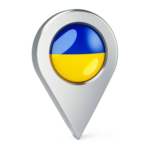 Mappa Puntatore Con Bandiera Dell Ucraina Rendering Isolato Sfondo Bianco — Foto Stock