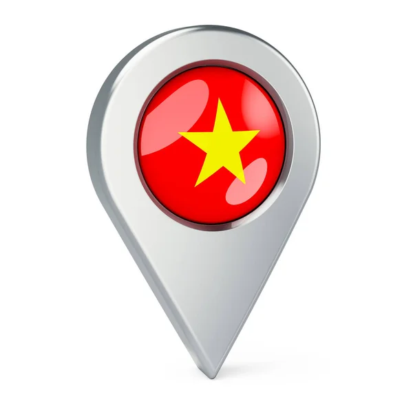 带有越南国旗的地图指针 在白色背景上孤立的3D渲染 — 图库照片