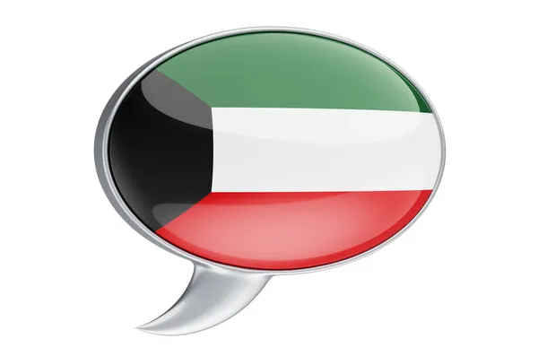 Speech Balón Kuvajtskou Vlajkou Vykreslování Izolované Bílém Pozadí — Stock fotografie