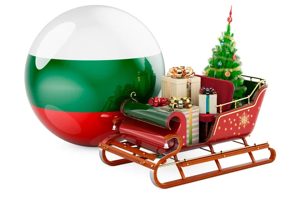 Vánoce Bulharsku Koncept Vánoční Saně Plné Dárků Bulharskou Vlajkou Vykreslování — Stock fotografie