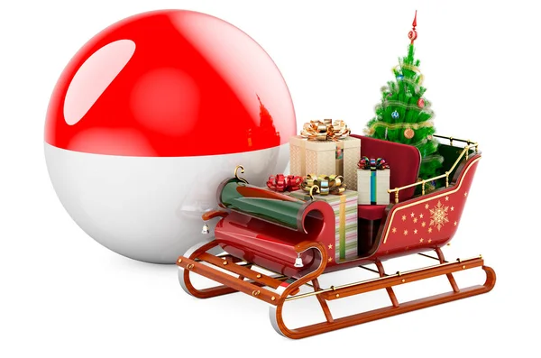 Weihnachten Indonesien Monaco Fürstentum Monaco Konzept Weihnachtsmann Schlitten Voller Geschenke — Stockfoto