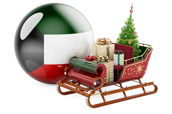 Julen Kuwait Konceptet Jul Santa Släde Full Presenter Med Kuwaitisk — Stockfoto