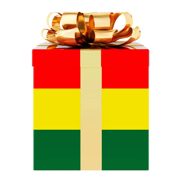 Caja Regalo Con Bandera Boliviana Vacaciones Bolivia Concepto Representación Aislada — Foto de Stock