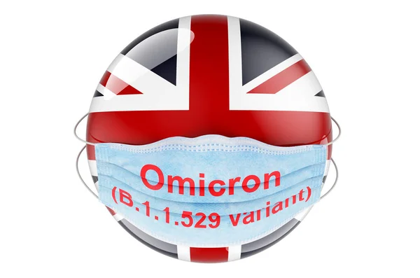 Omicron Coronavirus 529 Változat Nagy Britanniában Koncepció Angol Zászló Orvosi — Stock Fotó