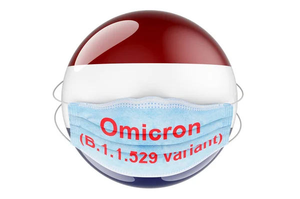 Omicron Coronavirus Variant 529 Netherlands Concept Netherlands Flag Medical Mask — Stockfoto