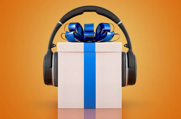 Present Headphones Rendering Isolated Orange Background — Fotografia de Stock
