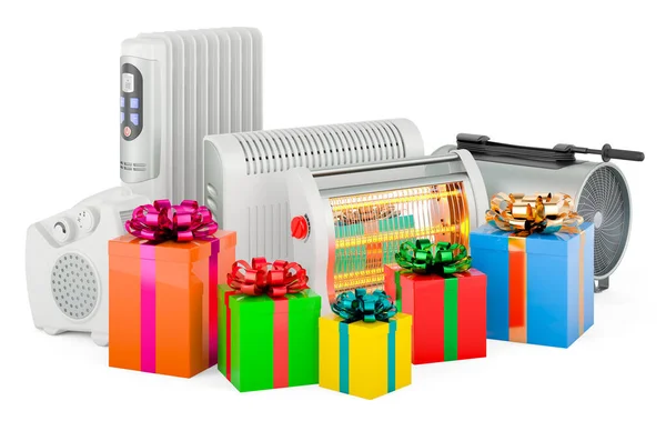 Heating Devices Gift Boxes Rendering Isolated White Background — Fotografia de Stock