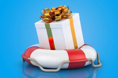 Şimdiki yaşam şamandırası, mavi arkaplanda 3 boyutlu görüntüleme