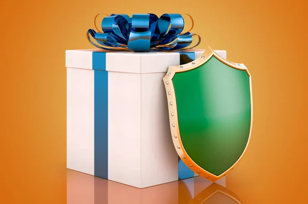 Gift Shield Rendering Isolated Orange Background — Fotografia de Stock