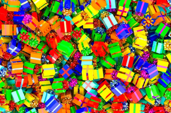 Renkli Hediye Kutularının Arka Planı Üst Manzara Görüntüleme — Stok fotoğraf
