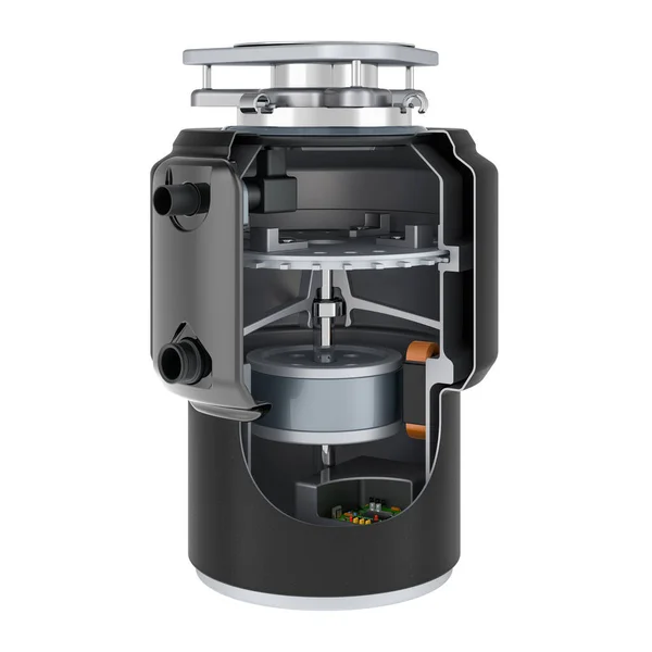 Section Garbage Disposal Unit Rendering Isolated White Background — Stockfoto