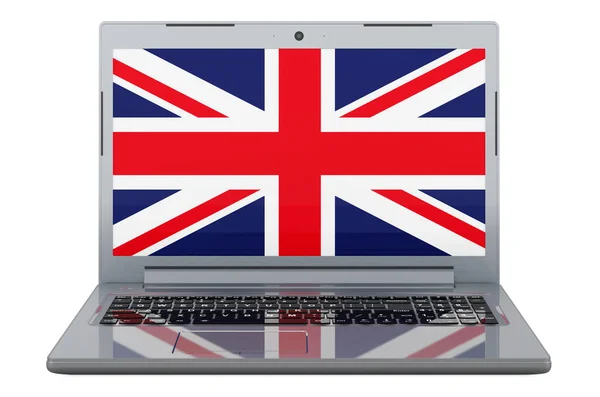 British Flag Laptop Screen Illustration Isolated White Background — ストック写真