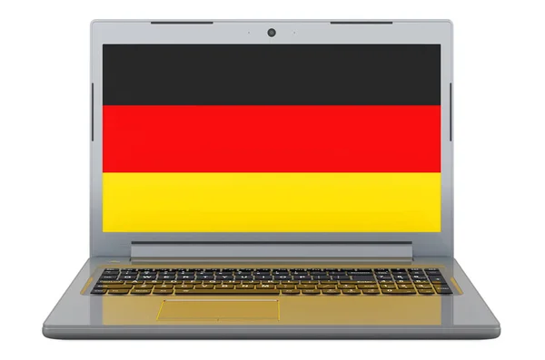 German Flag Laptop Screen Illustration Isolated White Background — Stockfoto