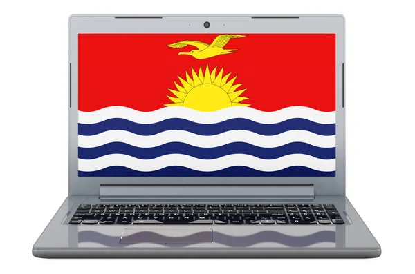 Kiribatian Flag Laptop Screen Illustration Isolated White Background — Stok fotoğraf