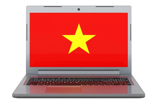 Vietnamese Flag Laptop Screen Illustration Isolated White Background — Stok fotoğraf