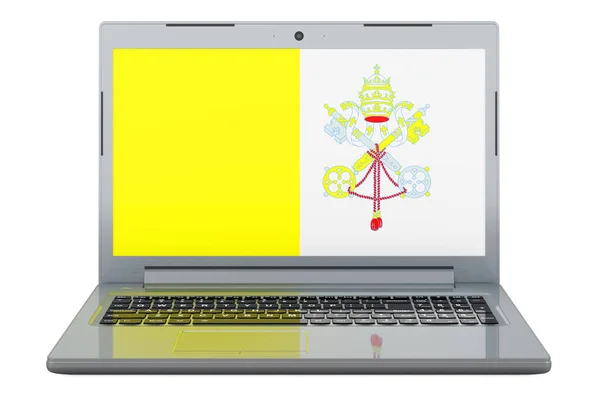 Vatican Flag Laptop Screen Illustration Isolated White Background — Foto Stock