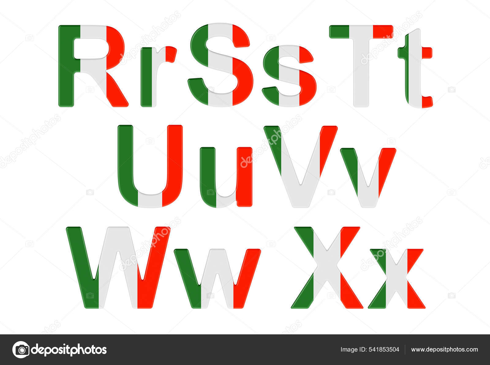 Letters Irish Flag Uppercase Lowercase Letters Rendering Isolated White