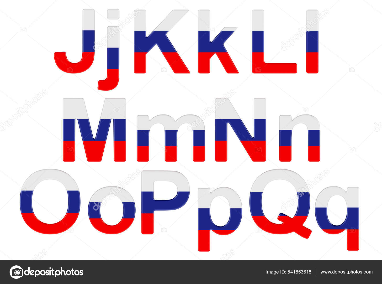 Letters Russian Flag Uppercase Lowercase Letters Rendering Isolated