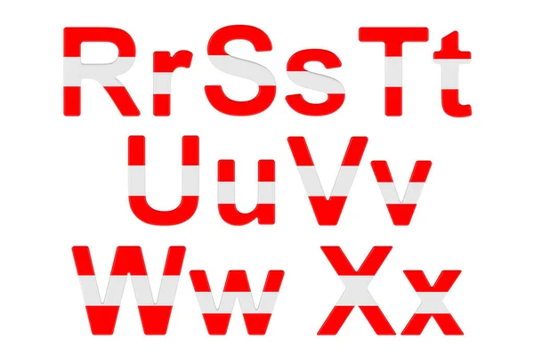 Letters Austrian Flag Uppercase Lowercase Letters Rendering Isolated White Background — Stock fotografie