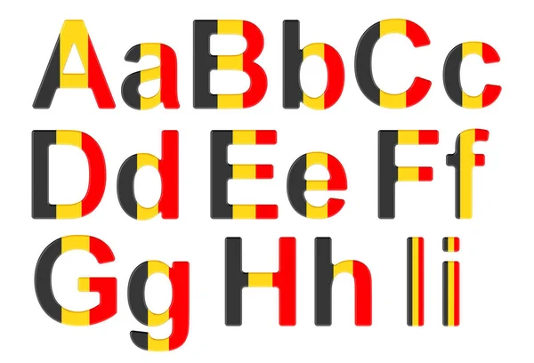 Letters Belgian Flag Uppercase Lowercase Letters Rendering Isolated White Background — Φωτογραφία Αρχείου
