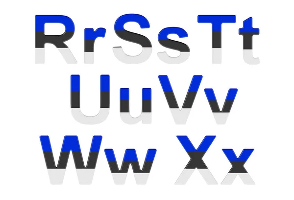 Letters Estonian Flag Uppercase Lowercase Letters Rendering Isolated White Background — 스톡 사진