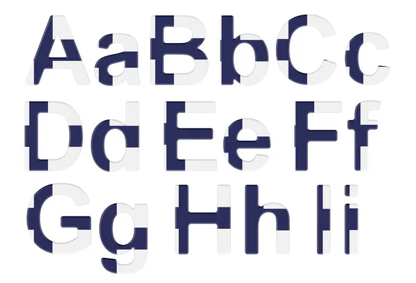 Letters Finnish Flag Uppercase Lowercase Letters Rendering Isolated White Background — Fotografia de Stock