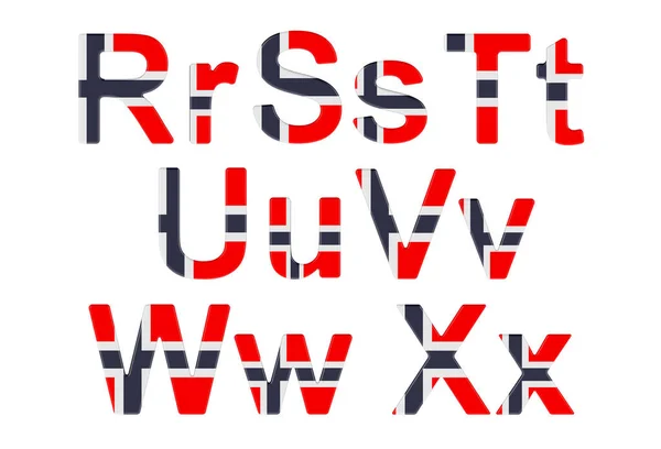 Letters Norwegian Flag Uppercase Lowercase Letters Rendering Isolated White Background — Stock fotografie