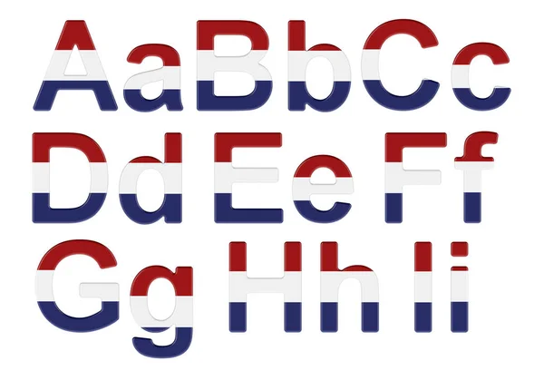 Letters Netherlands Flag Uppercase Lowercase Letters Rendering Isolated White Background — Fotografia de Stock