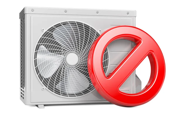 Verbodssymbool Met Airconditioner Rendering Geïsoleerd Witte Achtergrond — Stockfoto