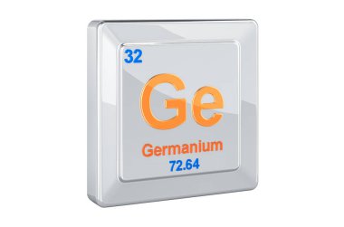 Germanyum Ge, kimyasal element işareti. Beyaz arka plan üzerinde izole 3d render