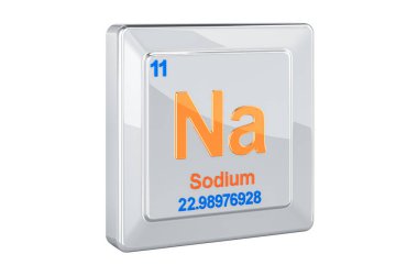 Sodyum Na, kimyasal element işareti. Beyaz arka plan üzerinde izole 3d render