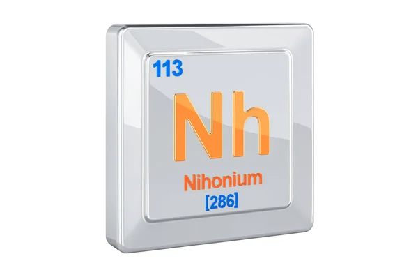 Nihonium Χημικό Στοιχείο Σύμβολο Rendering Που Απομονώνονται Λευκό Φόντο — Φωτογραφία Αρχείου