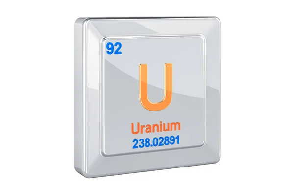 Urânio Sinal Elemento Químico Renderização Isolada Fundo Branco — Fotografia de Stock
