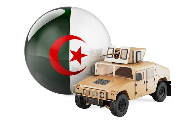 Camion Militare Con Bandiera Algerina Combatti Difesa Dell Algeria Concetto — Foto Stock