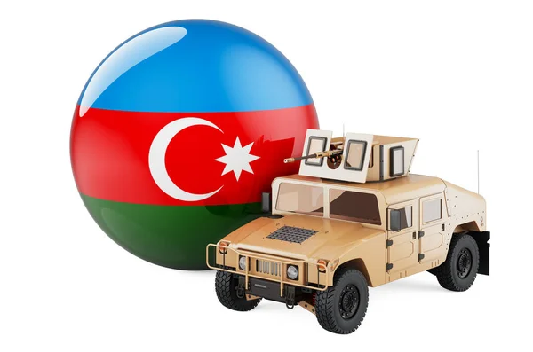 Camião Militar Com Bandeira Azerbaijão Defesa Combate Azerbaijão Conceito Renderização — Fotografia de Stock