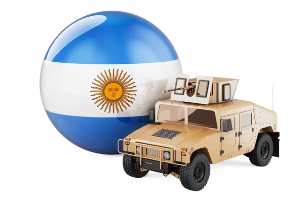 Camião Militar Com Bandeira Argentina Defesa Combate Argentina Conceito Renderização — Fotografia de Stock