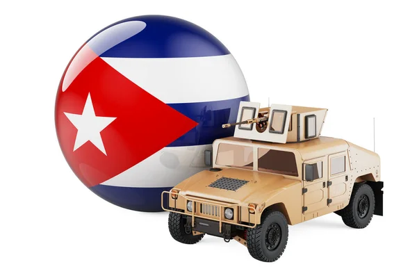 Camión Militar Con Bandera Cubana Defensa Combate Cuba Concepto Representación —  Fotos de Stock