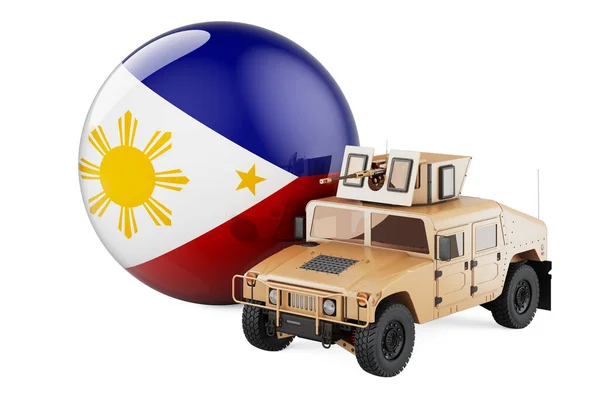 Στρατιωτικό Φορτηγό Σημαία Φιλιππίνων Πολεμική Άμυνα Των Φιλιππίνων Έννοια Απόδοση — Φωτογραφία Αρχείου