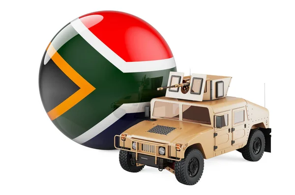 Camion Militaire Avec Drapeau Sud Africain Défense Combat Afrique Sud — Photo