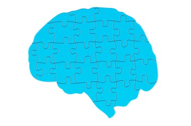 Bulmacalardan Erkek Beyni, beyaz arkaplanda 3 boyutlu görüntüleme