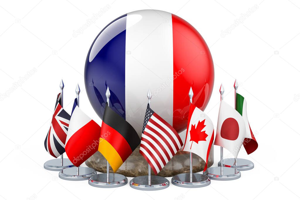 G7 meeting in France concept, 3D rendering isolated on white background