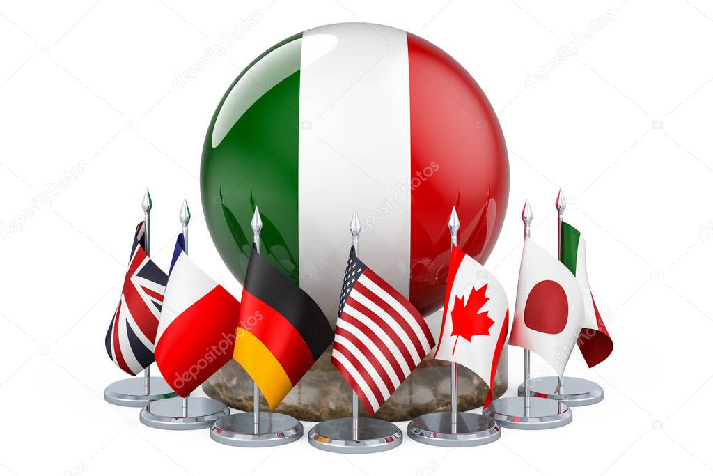 G7 meeting in Italy concept, 3D rendering isolated on white background